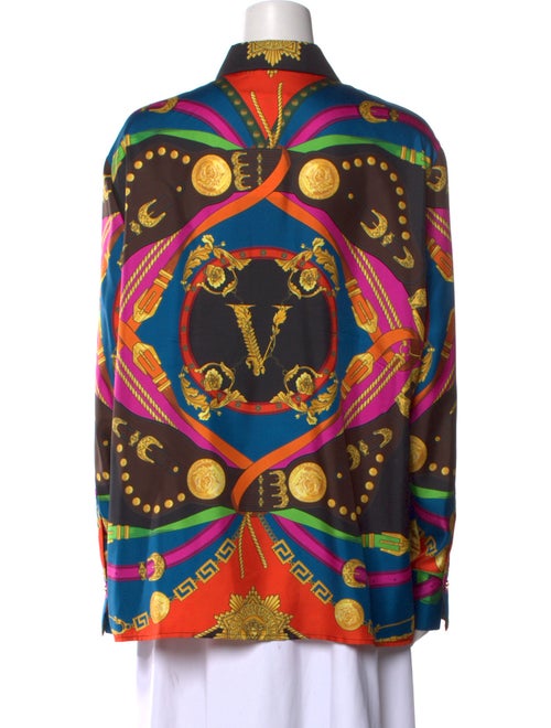 Versace Silk Printed Button-Up Top