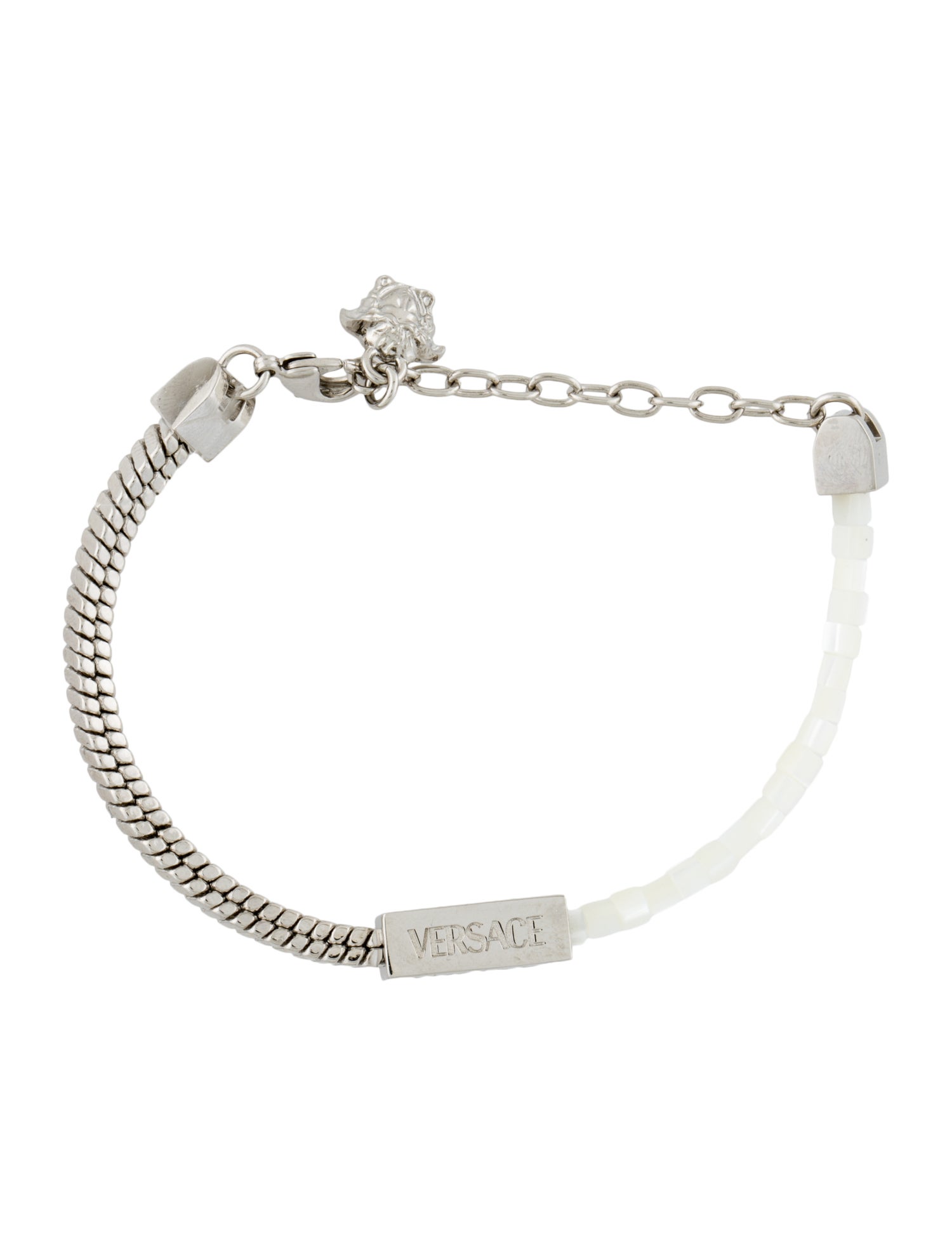 Versace Mother Of Pearl Beaded Link Bracelet