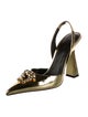 Versace Medusa Insignia Leather Slingback Pumps