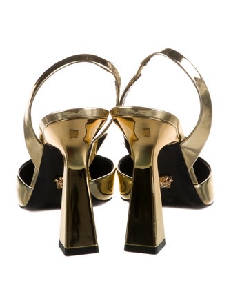 Versace Medusa Insignia Leather Slingback Pumps