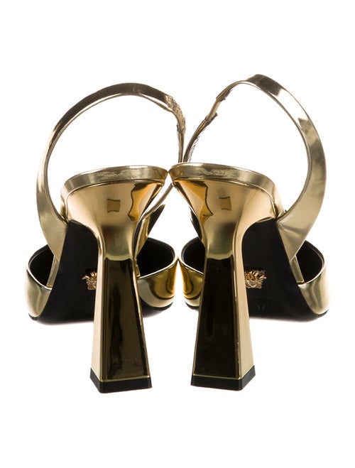 Versace Medusa Insignia Leather Slingback Pumps