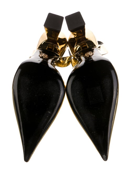 Versace Medusa Insignia Leather Slingback Pumps