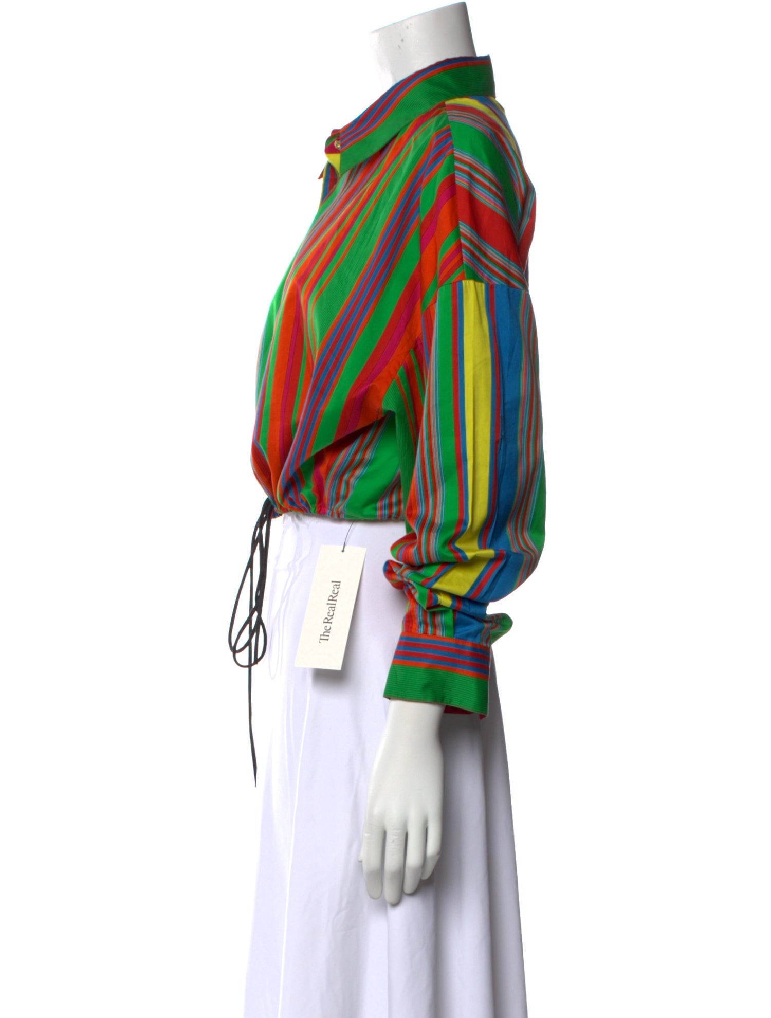 Versace Striped Three-Quarter Sleeve Crop Top