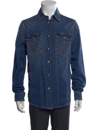 Versace Medusa Insignia Long Sleeve Denim Shirt