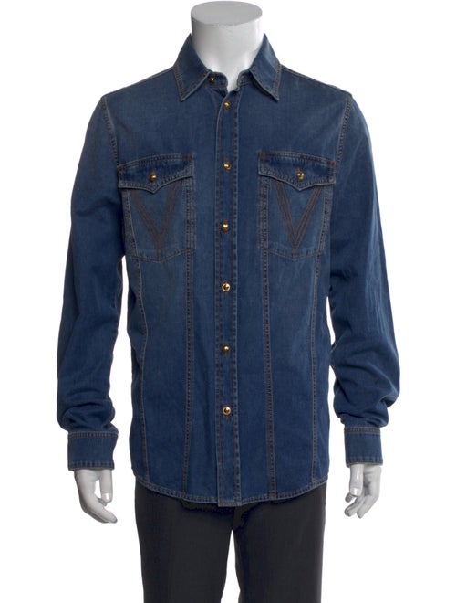 Versace Medusa Insignia Long Sleeve Denim Shirt