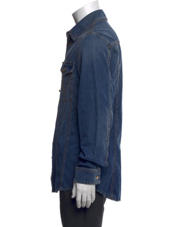 Versace Medusa Insignia Long Sleeve Denim Shirt