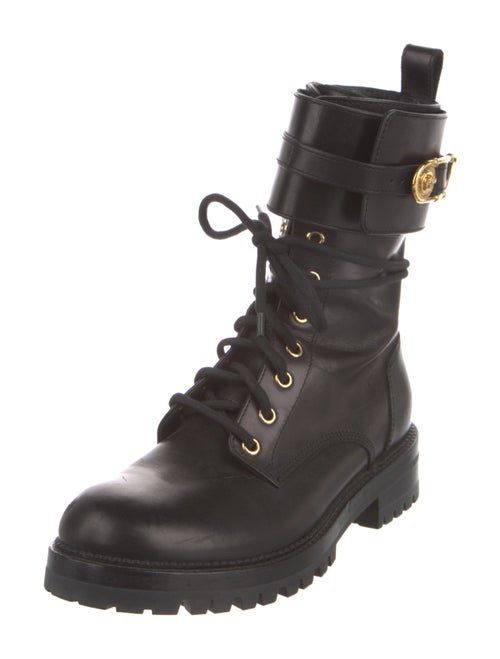 Versace Medusa Insignia Leather Combat Boots