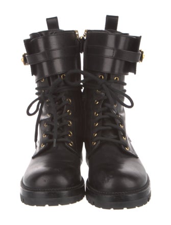 Versace Medusa Insignia Leather Combat Boots