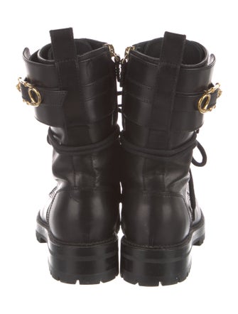 Versace Medusa Insignia Leather Combat Boots