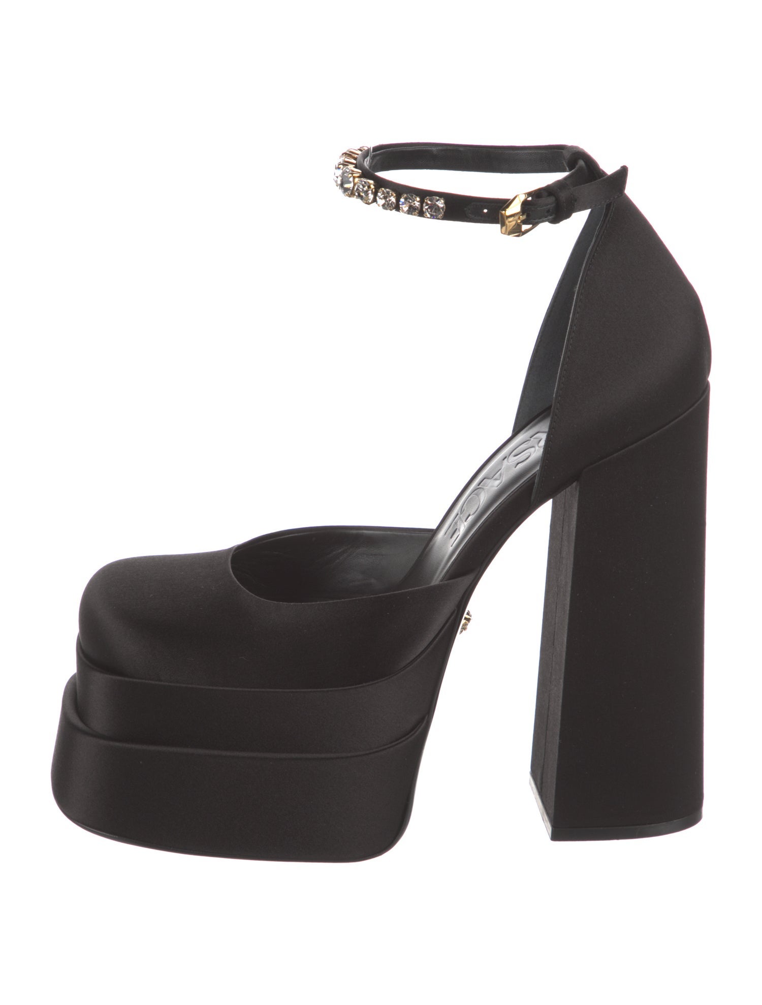 Versace Medusa Insignia Satin D'Orsay Pumps