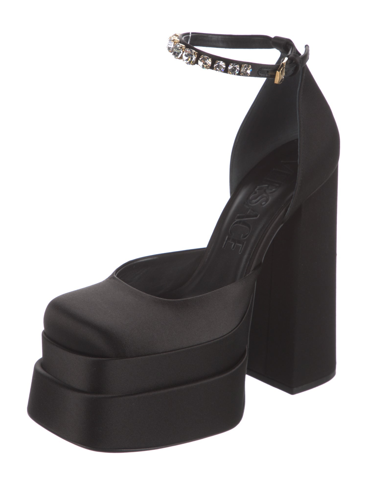Versace Medusa Insignia Satin D'Orsay Pumps
