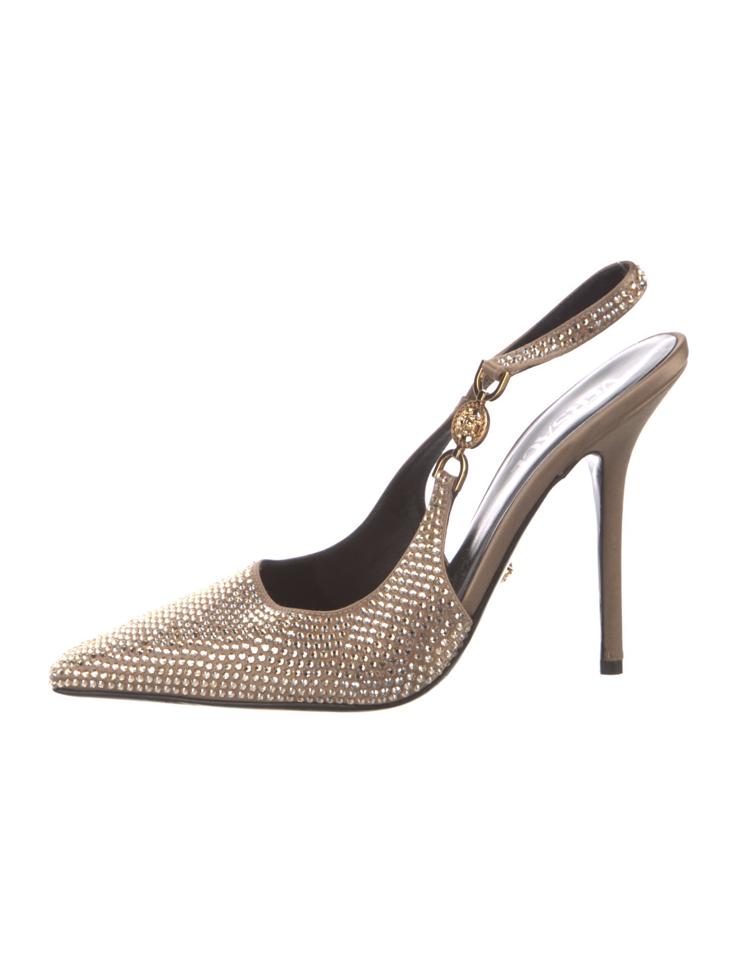 Versace Medusa Insignia Satin Slingback Pumps