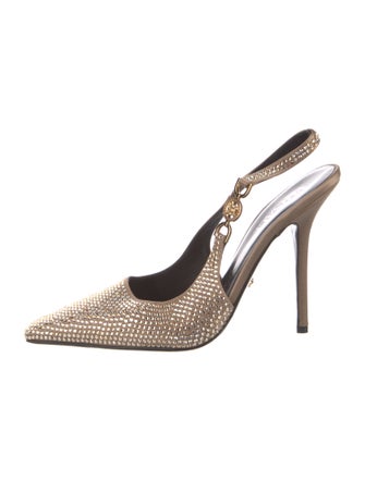 Versace Medusa Insignia Satin Slingback Pumps