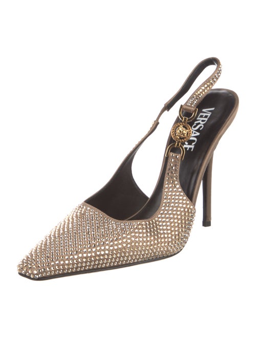 Versace Medusa Insignia Satin Slingback Pumps