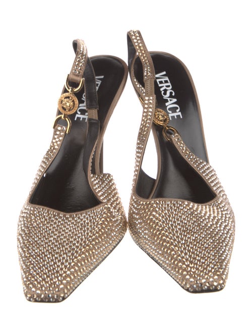 Versace Medusa Insignia Satin Slingback Pumps