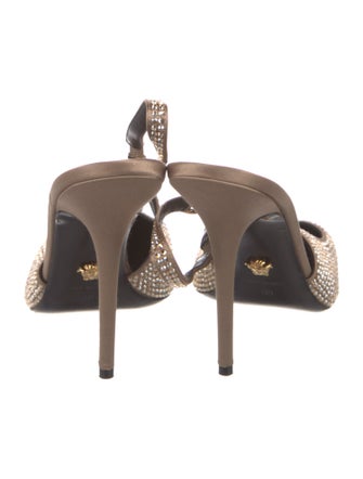 Versace Medusa Insignia Satin Slingback Pumps