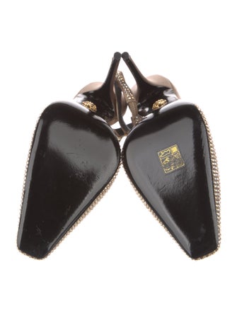 Versace Medusa Insignia Satin Slingback Pumps