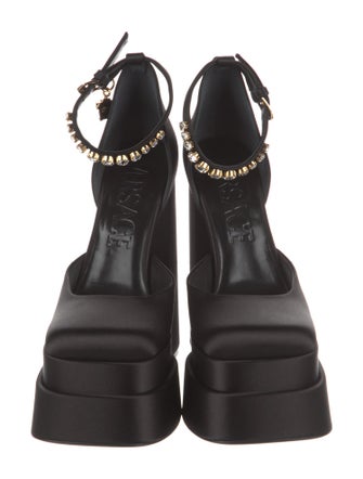 Versace Satin Crystal Embellishments D'Orsay Pumps