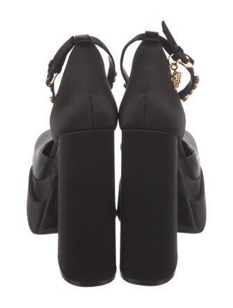 Versace Satin Crystal Embellishments D'Orsay Pumps