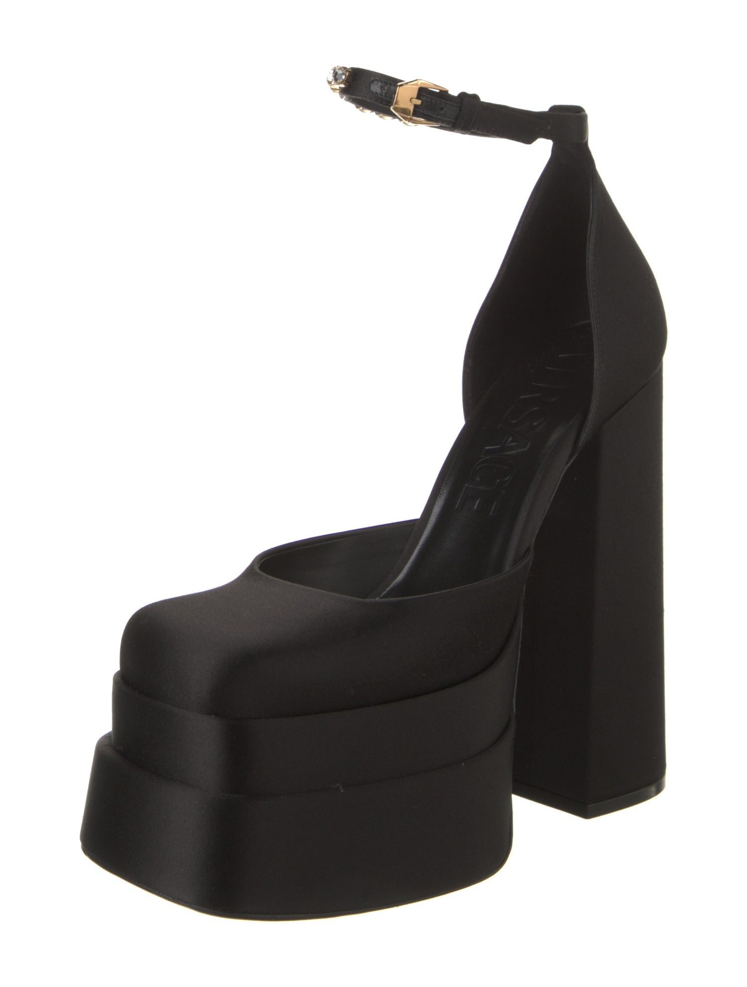 Versace Medusa Insignia Satin D'Orsay Pumps