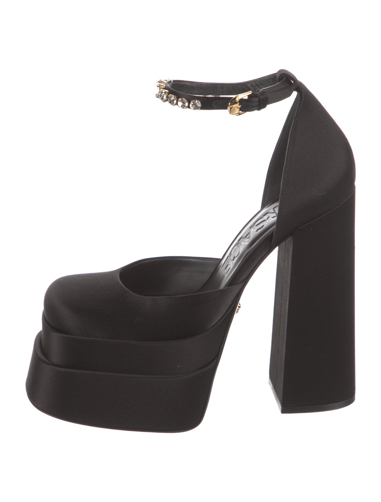 Versace Medusa Insignia Satin D'Orsay Pumps