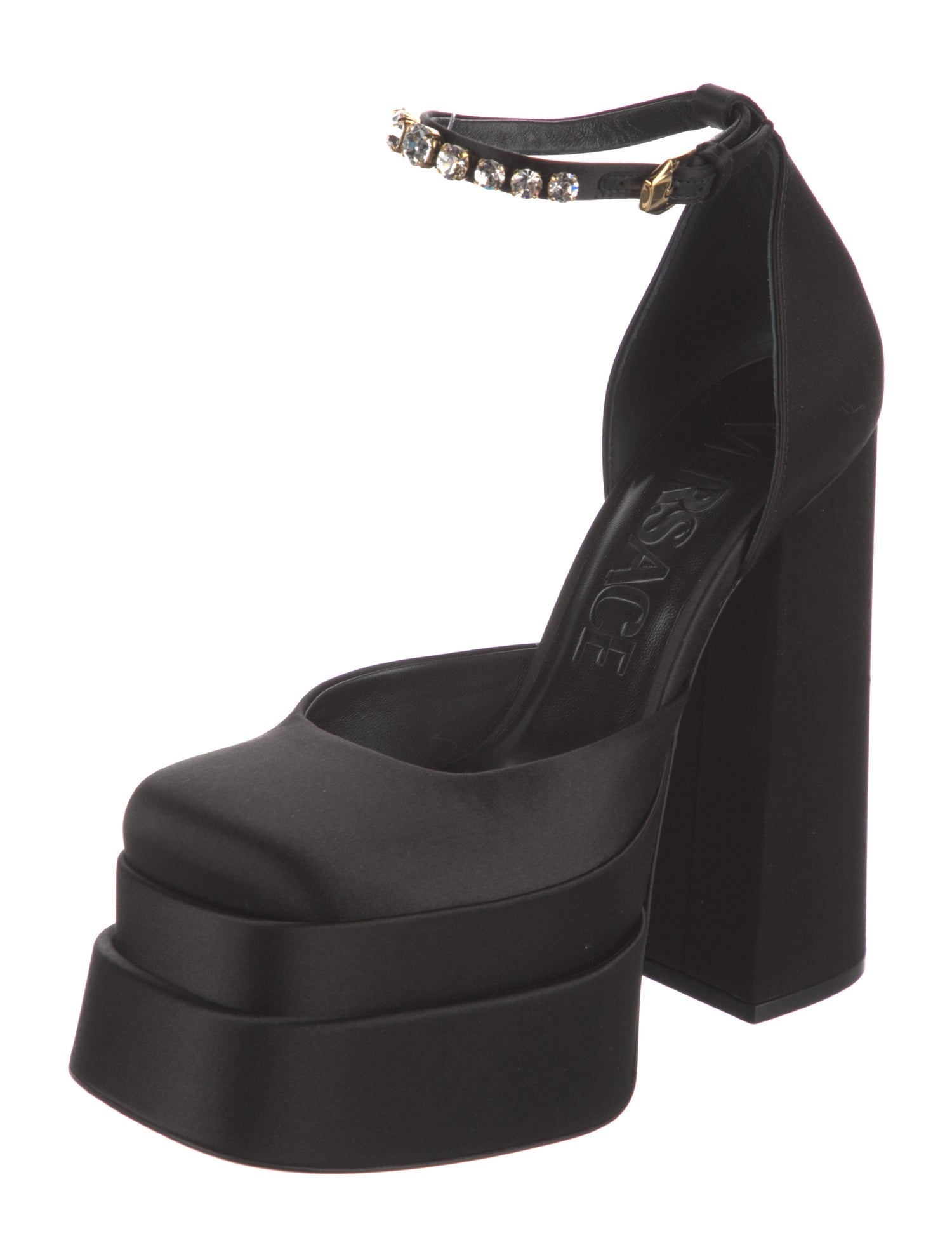 Versace Medusa Insignia Satin D'Orsay Pumps
