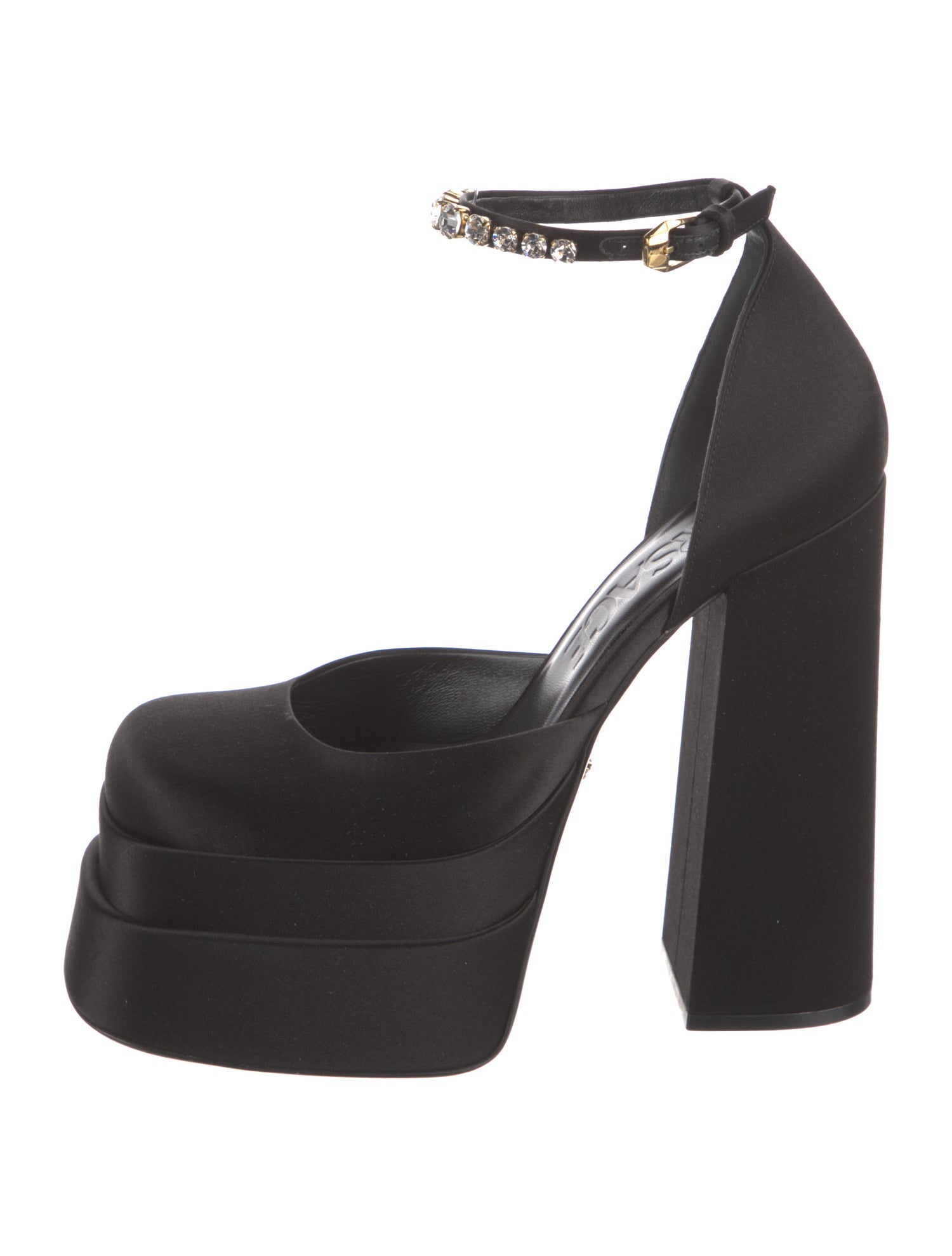 Versace Medusa Insignia Satin D'Orsay Pumps