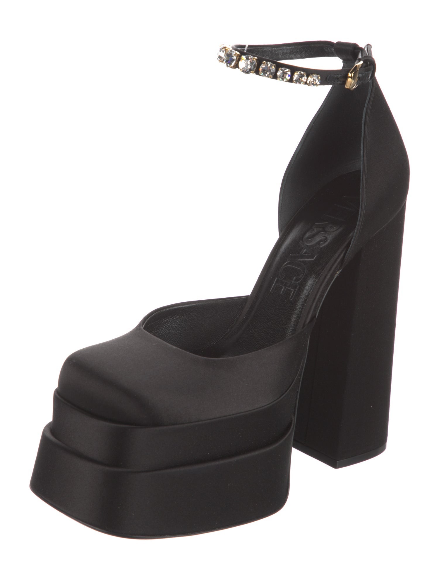 Versace Medusa Insignia Satin D'Orsay Pumps