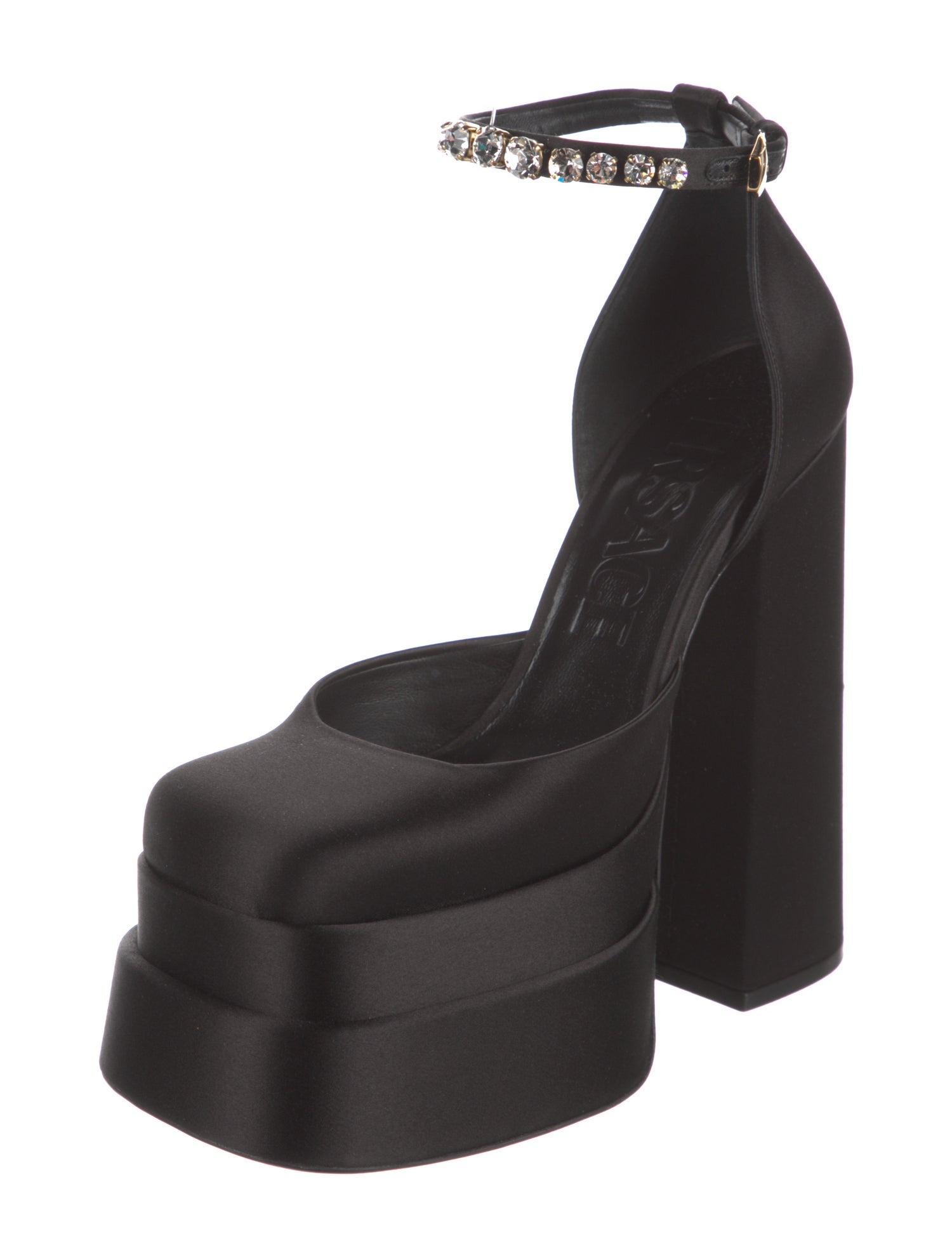 Versace Medusa Insignia Satin D'Orsay Pumps