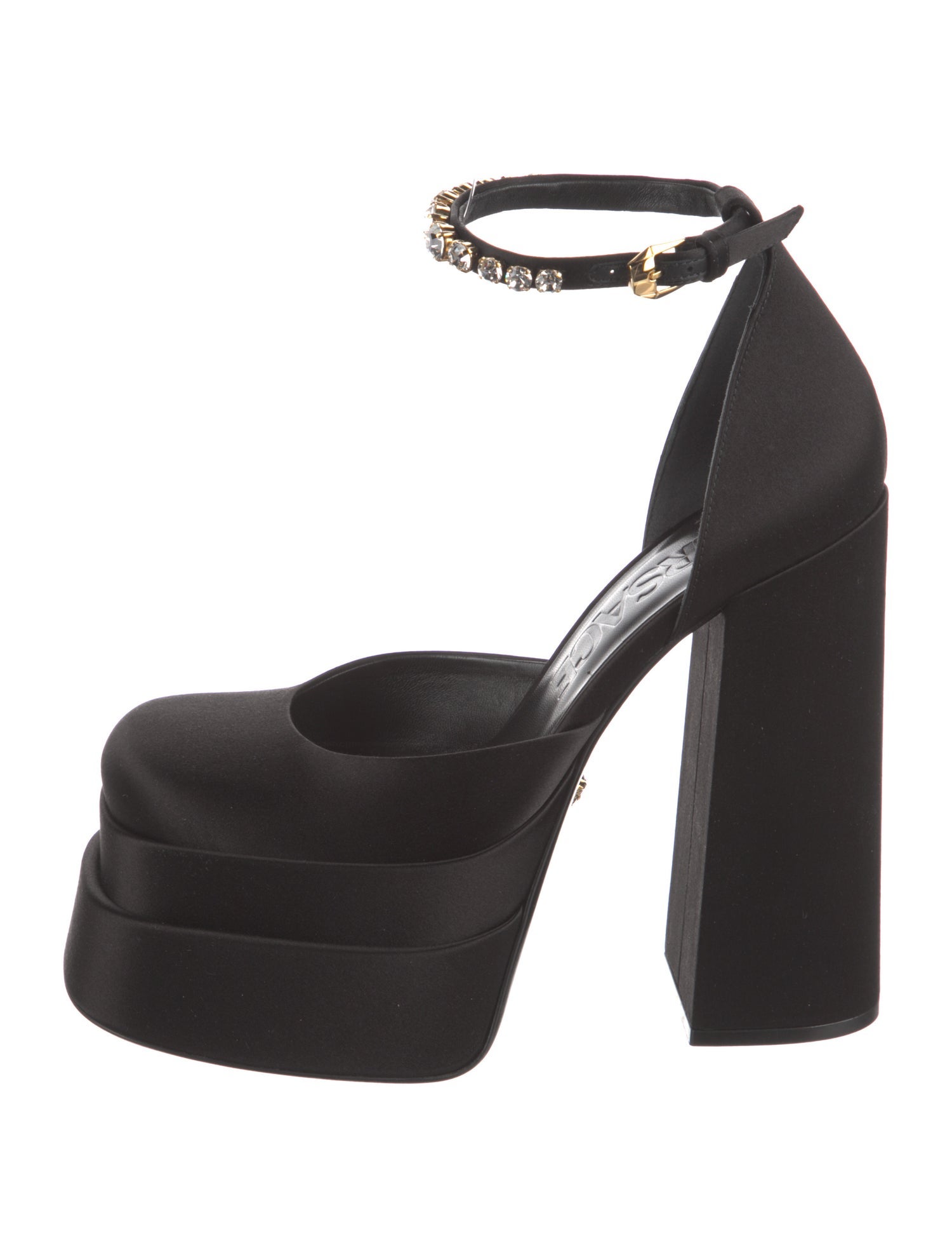 Versace Medusa Insignia Satin D'Orsay Pumps