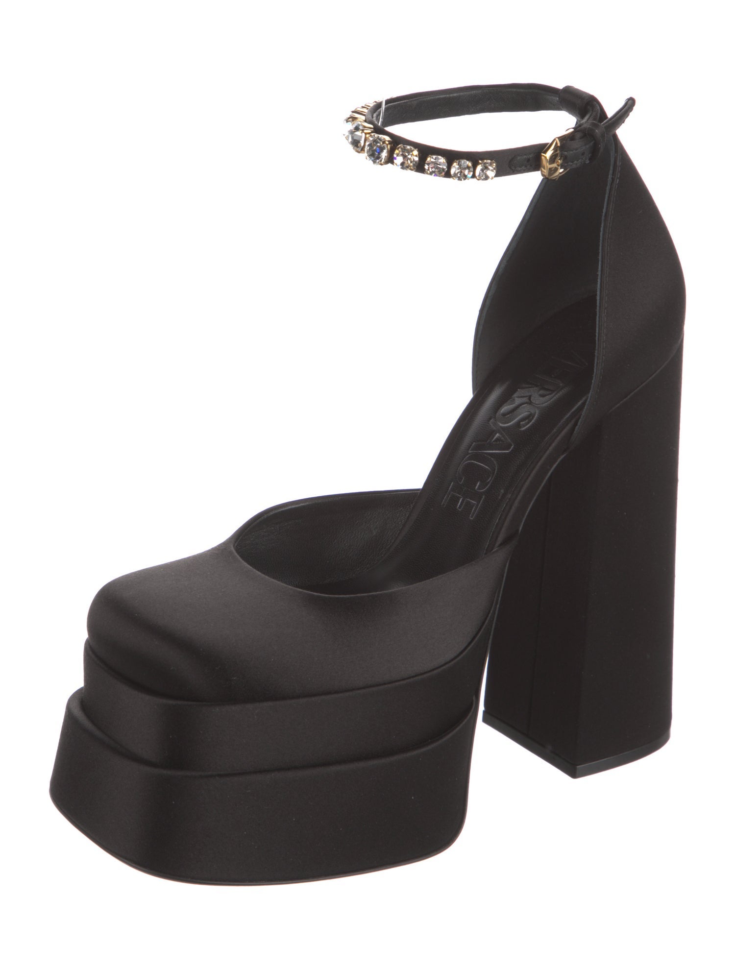 Versace Medusa Insignia Satin D'Orsay Pumps