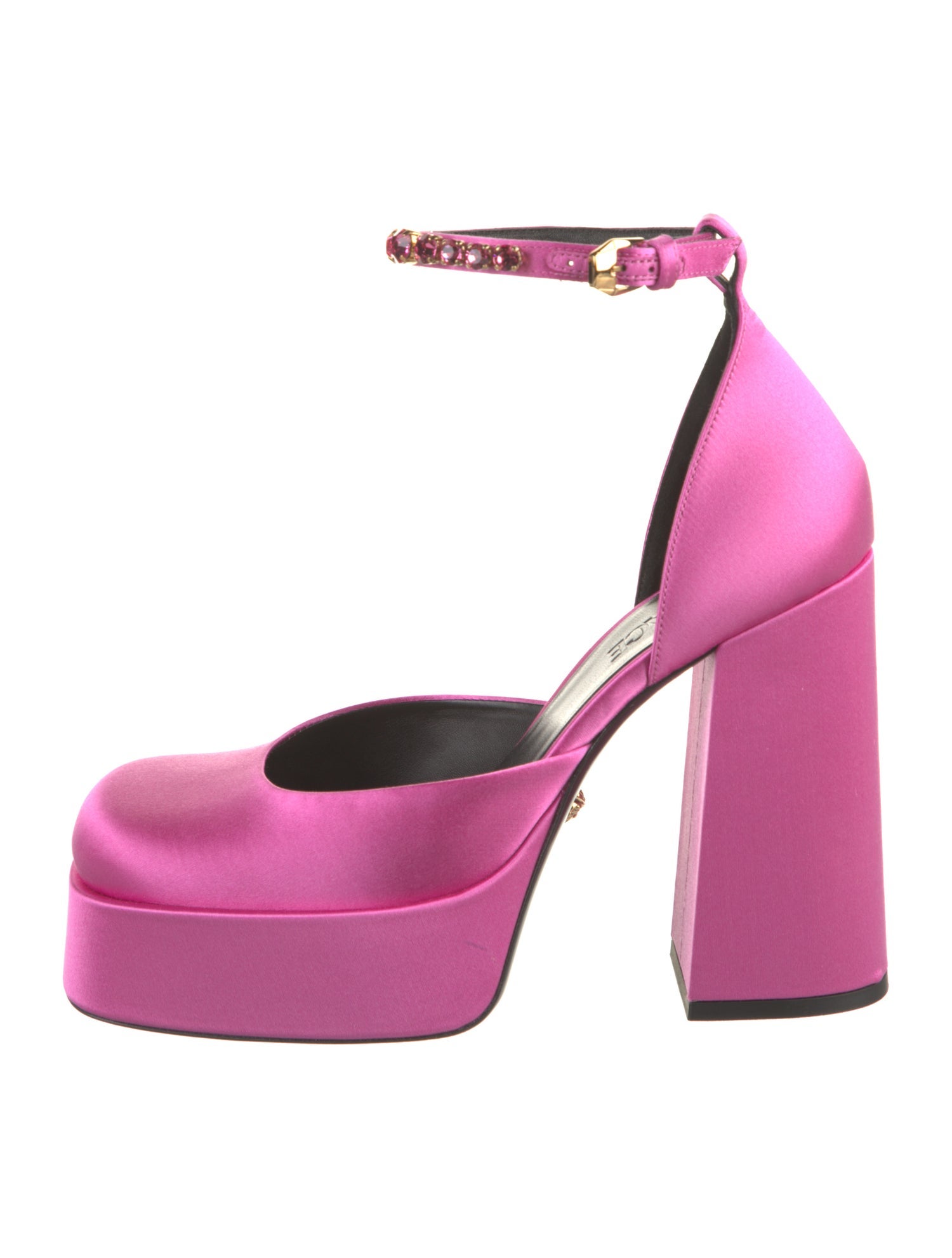 Versace Satin Crystal Embellishments D'Orsay Pumps