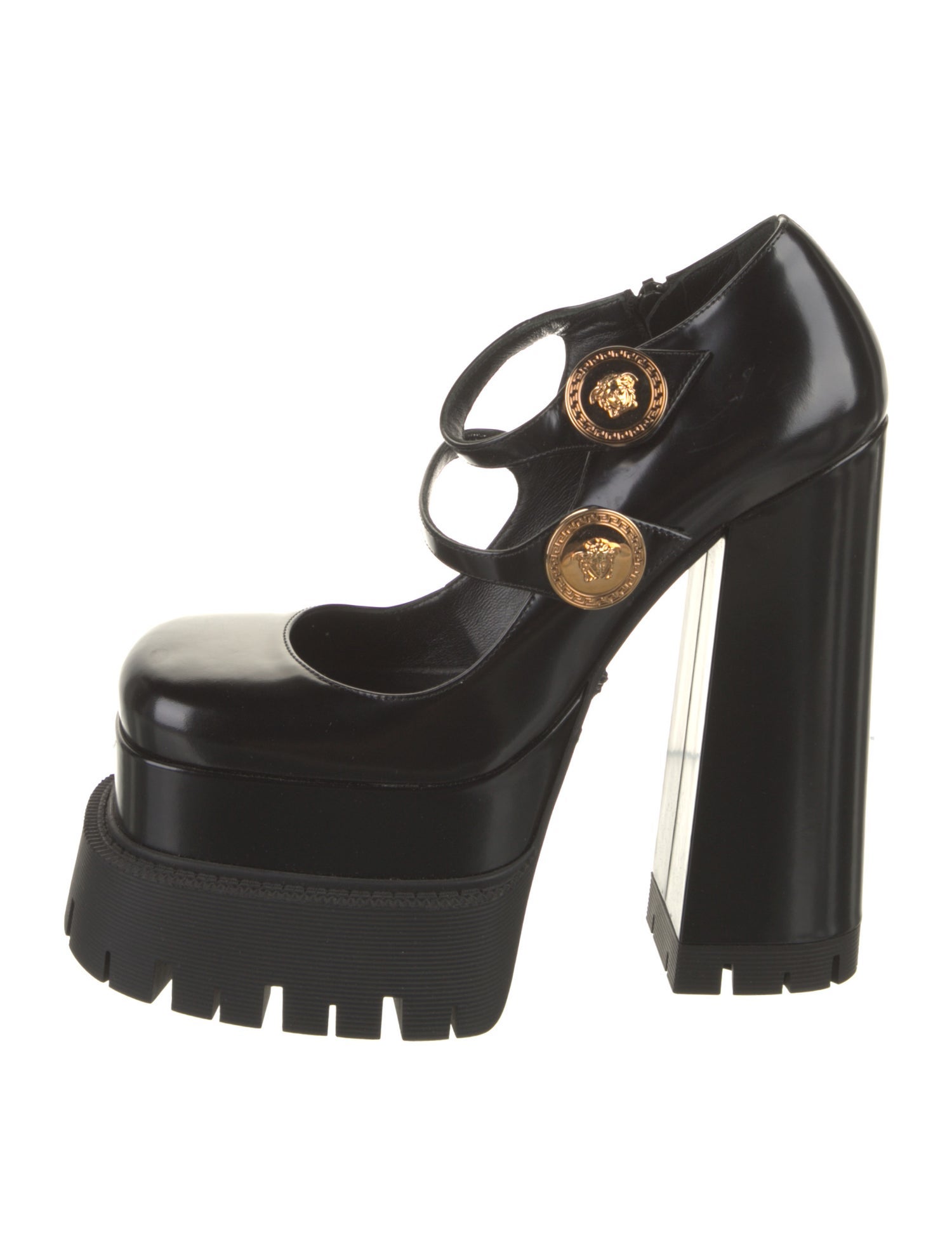 Versace Medusa Insignia Patent Leather Pumps