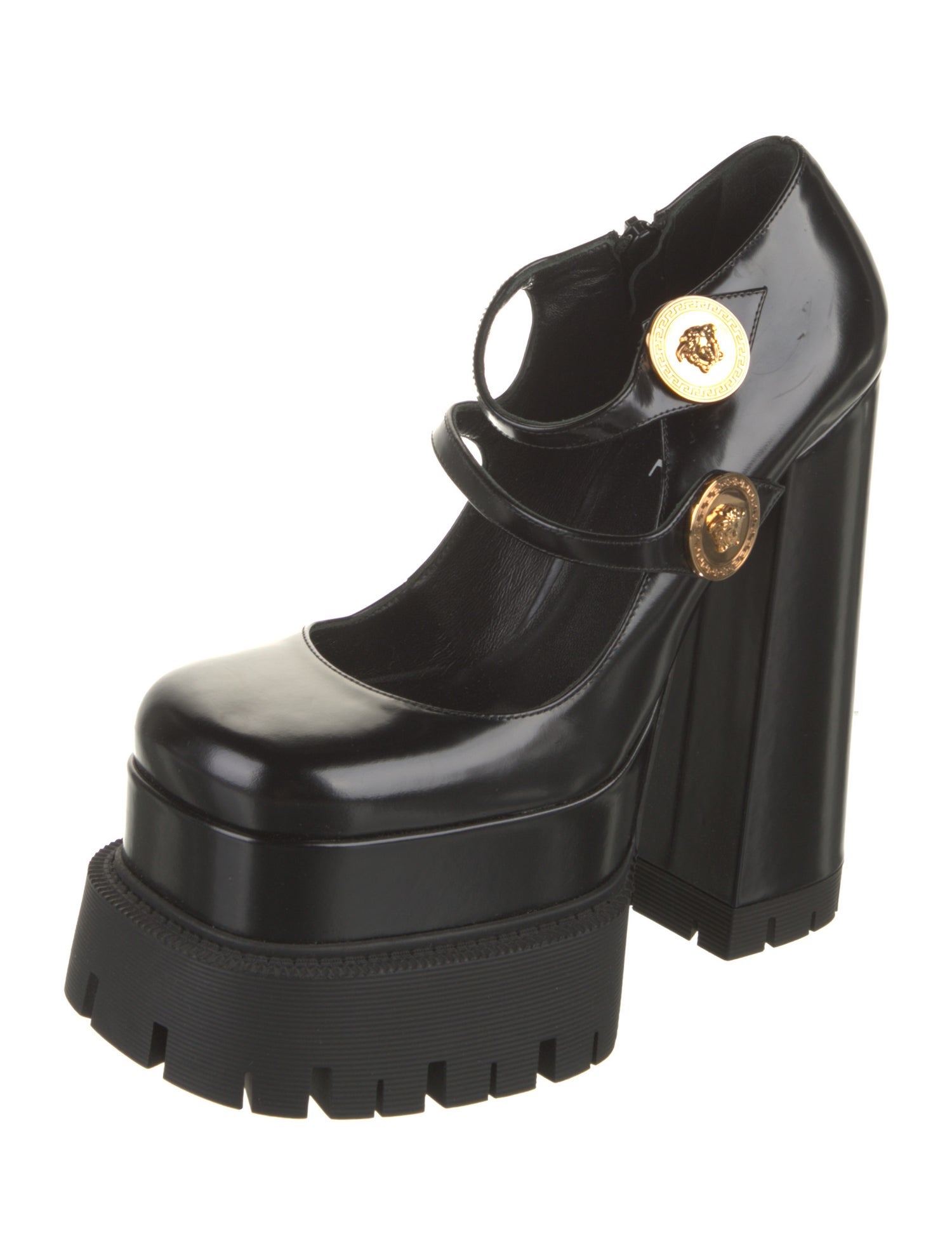 Versace Medusa Insignia Patent Leather Pumps