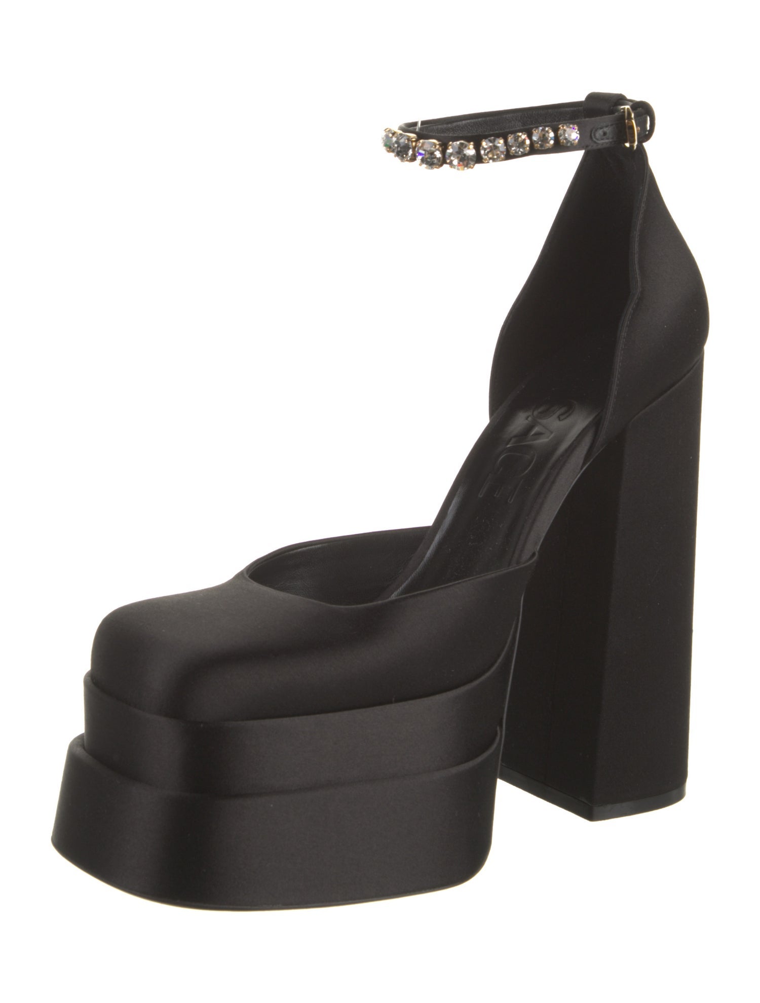 Versace Medusa Insignia Satin D'Orsay Pumps