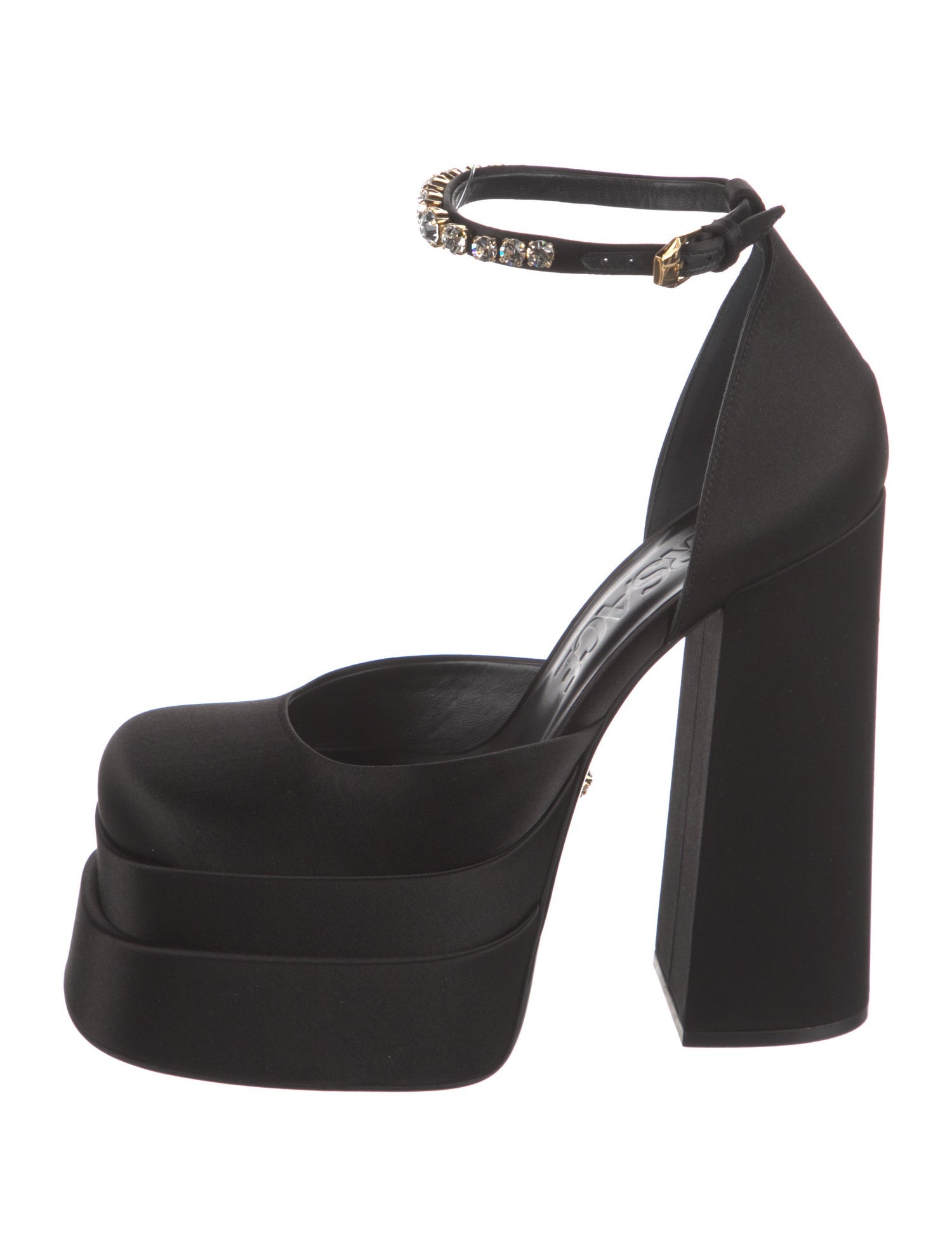 Versace Medusa Insignia Satin D'Orsay Pumps