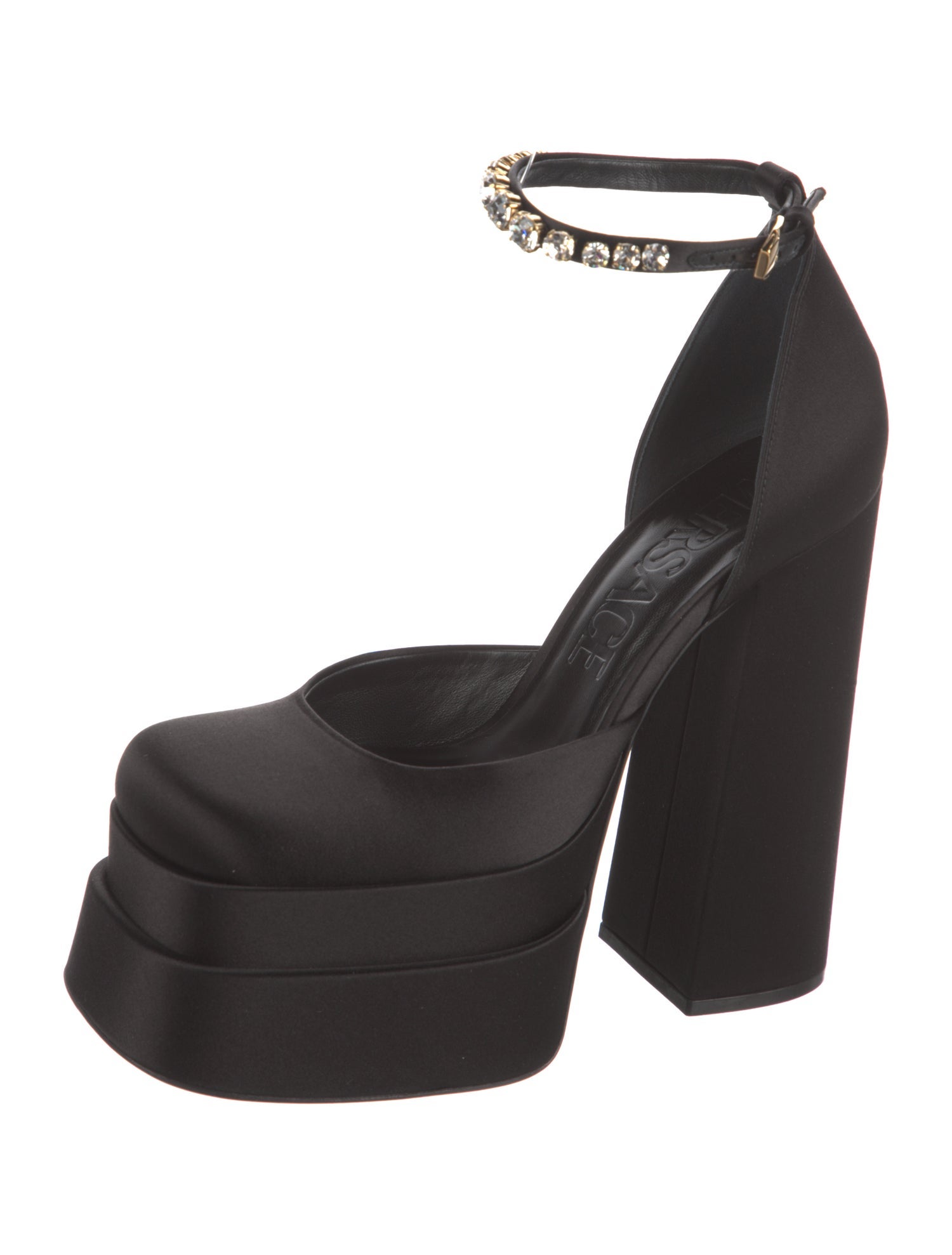 Versace Medusa Insignia Satin D'Orsay Pumps