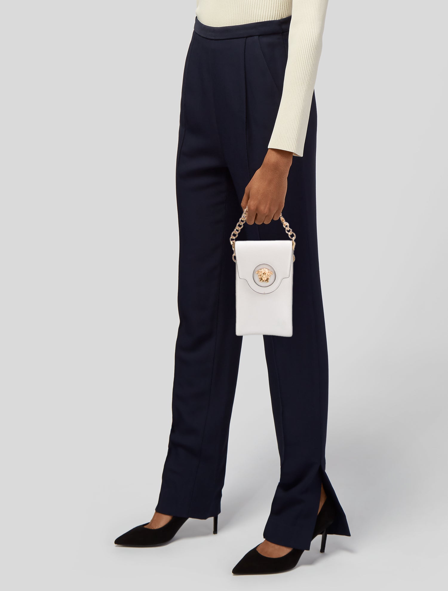 Versace Leather La Medusa Phone Pouch