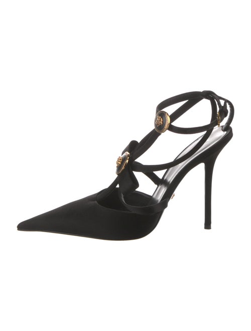 Versace Medusa Insignia Satin T-Strap Pumps