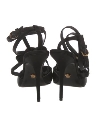 Versace Medusa Insignia Satin T-Strap Pumps