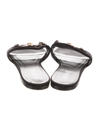 Versace Satin Crystal Embellishments Slides