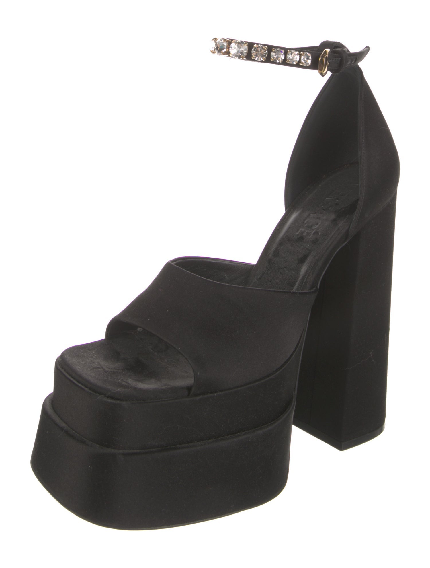 Versace Satin Crystal Embellishments Sandals