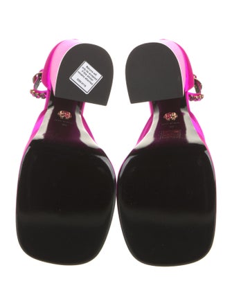 Versace Satin Crystal Embellishments D'Orsay Pumps