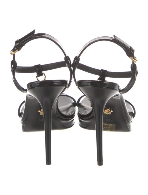 Versace Medusa Insignia Patent Leather T-Strap Sandals