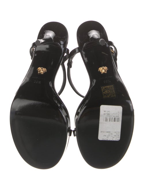 Versace Medusa Insignia Patent Leather T-Strap Sandals