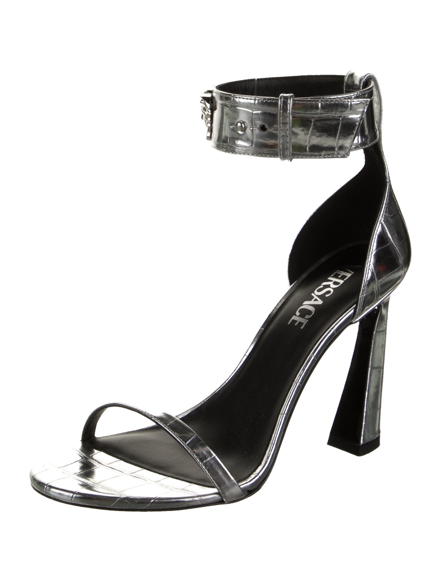 Versace Medusa Insignia Embossed Leather Sandals