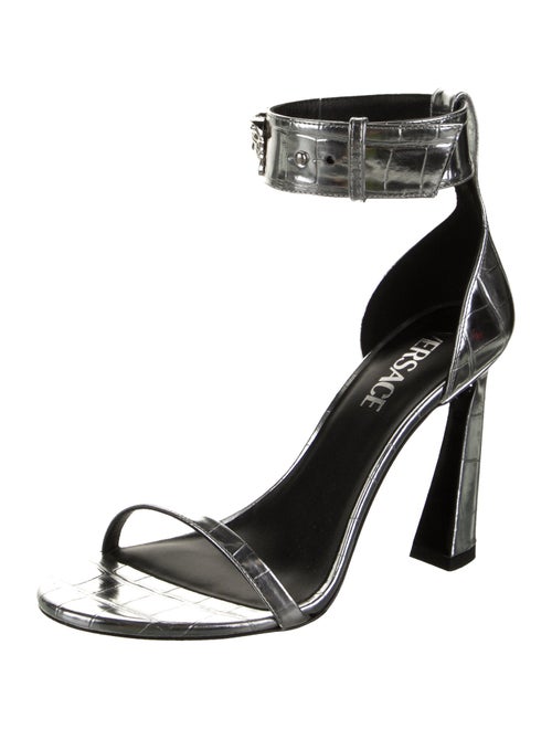 Versace Medusa Insignia Embossed Leather Sandals