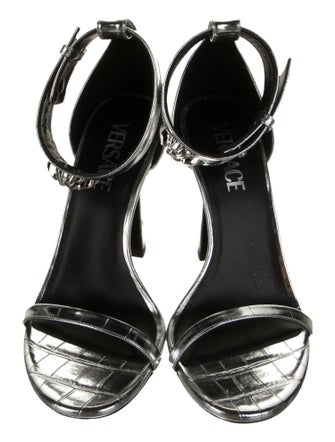Versace Medusa Insignia Embossed Leather Sandals