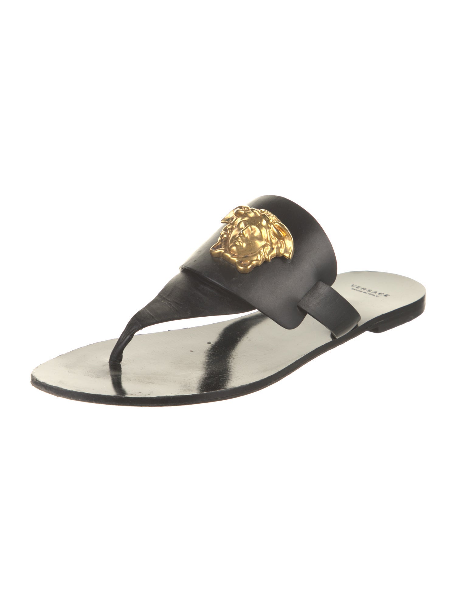 Versace Medusa Insignia Leather Slides