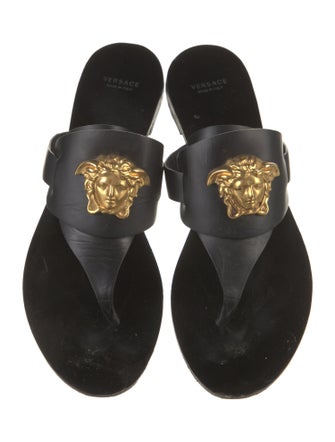 Versace Medusa Insignia Leather Slides